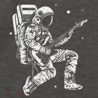 retro Astronaut playing electric guitar in space Vector Backpack