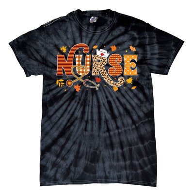 Retro Autumn Pumpkin Fall Nurse Life Thanksgiving Nurse Tie-Dye T-Shirt