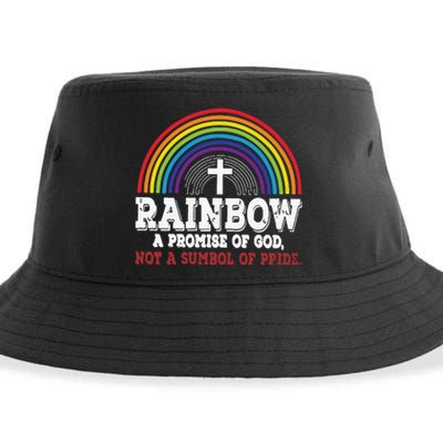 Rainbow A Promise Of God Not A Symbol Of Pride With Cross Sustainable Bucket Hat