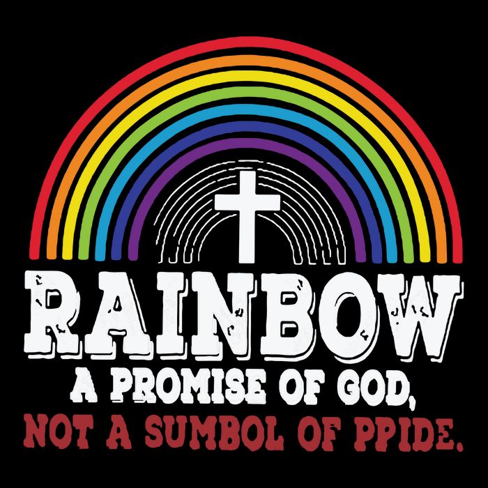 Rainbow A Promise Of God Not A Symbol Of Pride With Cross Flat Bill Trucker Hat