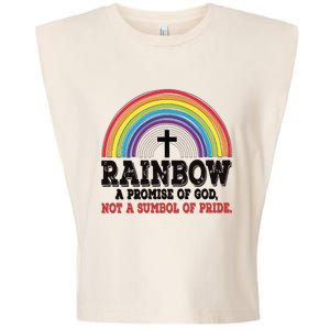 Rainbow A Promise Of God Not A Symbol Of Pride With Cross Garment-Dyed Women's Muscle Tee