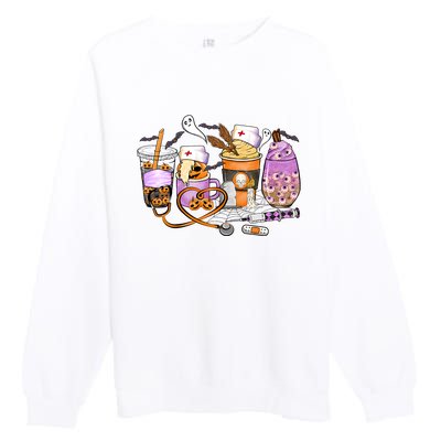 Retro Autumn Pumpkin Fall Nurse Life Thanksgiving Nurse Premium Crewneck Sweatshirt