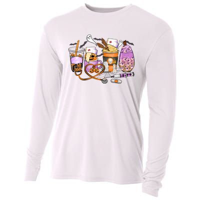 Retro Autumn Pumpkin Fall Nurse Life Thanksgiving Nurse Cooling Performance Long Sleeve Crew