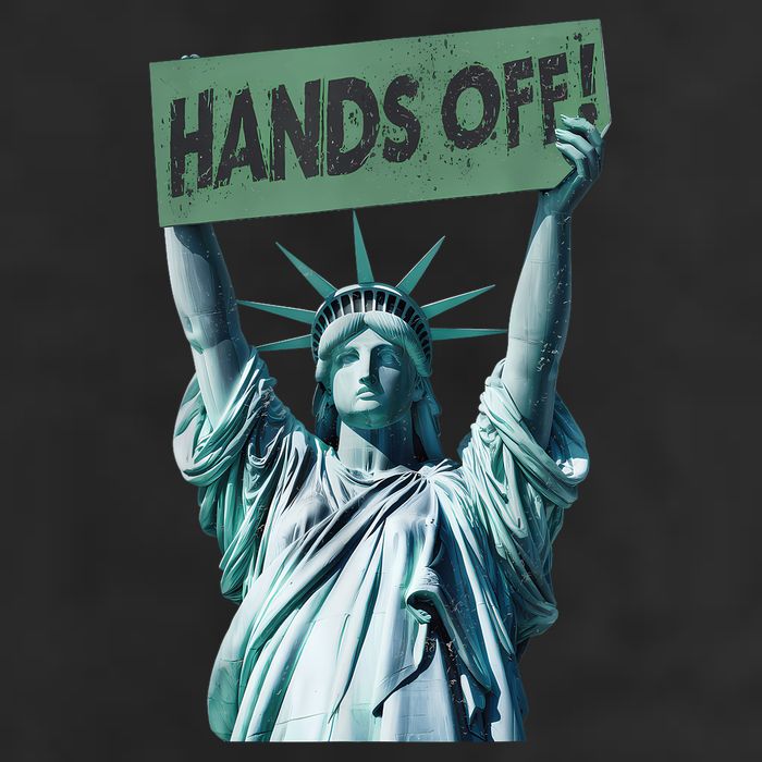 Resist And Protest  Hands Off Statue Of Liberty 7 Panel Mesh Trucker Snapback Hat