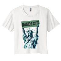 Resist And Protest  Hands Off Statue Of Liberty Women's Crop Top Tee