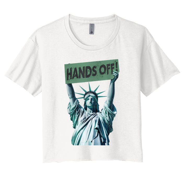 Resist And Protest  Hands Off Statue Of Liberty Women's Crop Top Tee