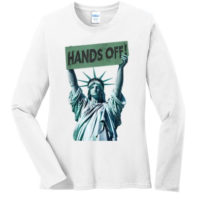 Resist And Protest  Hands Off Statue Of Liberty Ladies Long Sleeve Shirt