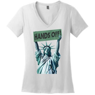 Resist And Protest  Hands Off Statue Of Liberty Women's V-Neck T-Shirt