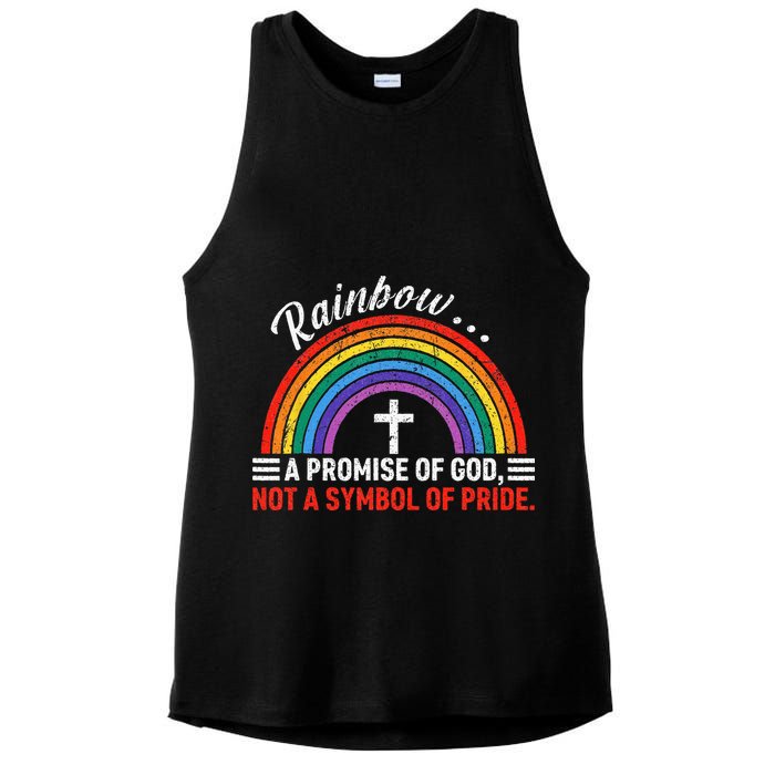 Rainbow A Promise Of God Not A Symbol Of Pride Ladies PosiCharge Tri-Blend Wicking Tank