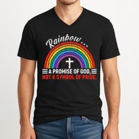 Rainbow A Promise Of God Not A Symbol Of Pride V-Neck T-Shirt