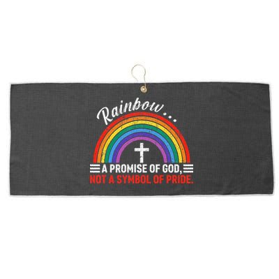 Rainbow A Promise Of God Not A Symbol Of Pride Large Microfiber Waffle Golf Towel
