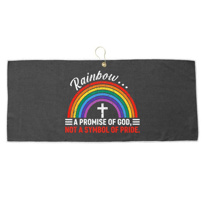 Rainbow A Promise Of God Not A Symbol Of Pride Large Microfiber Waffle Golf Towel