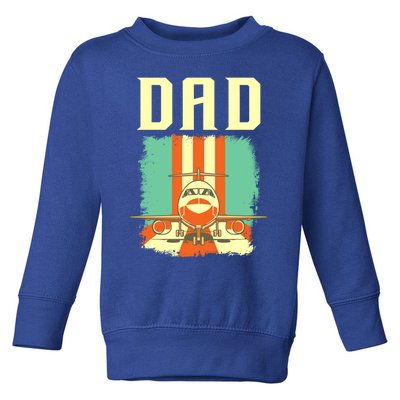 Retro Airplane Pilot Dad Plane Aviation Fathers Day Gift Toddler Sweatshirt