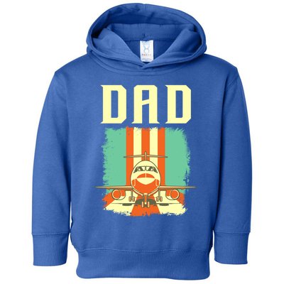 Retro Airplane Pilot Dad Plane Aviation Fathers Day Gift Toddler Hoodie