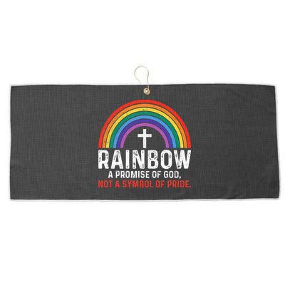Rainbow A Promise Of God Not A Symbol Of Pride Large Microfiber Waffle Golf Towel