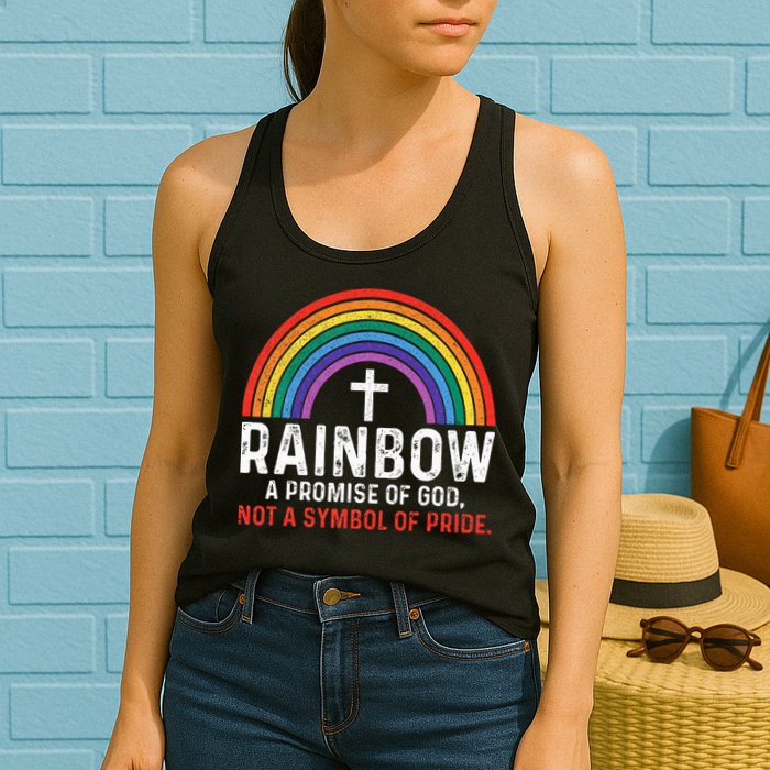 Rainbow A Promise Of God Not A Symbol Of Pride Womens Tank Top
