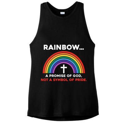 Rainbow A Promise Of God Not A Symbol Of Pride Ladies PosiCharge Tri-Blend Wicking Tank