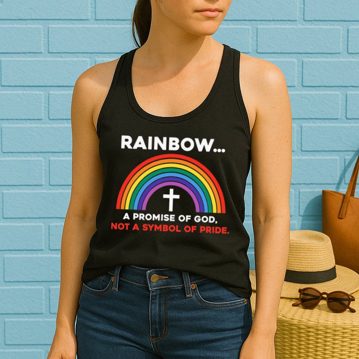 Rainbow A Promise Of God Not A Symbol Of Pride Womens Tank Top