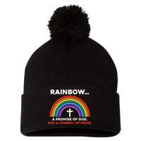 Rainbow A Promise Of God Not A Symbol Of Pride Pom Pom 12in Knit Beanie