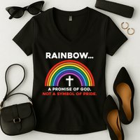 Rainbow A Promise Of God Not A Symbol Of Pride Women's V-Neck T-Shirt