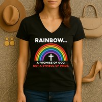 Rainbow A Promise Of God Not A Symbol Of Pride Women's V-Neck T-Shirt