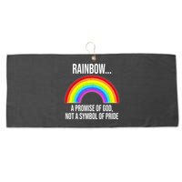 Rainbow A Promise Of God Not A Symbol Of Pride Large Microfiber Waffle Golf Towel