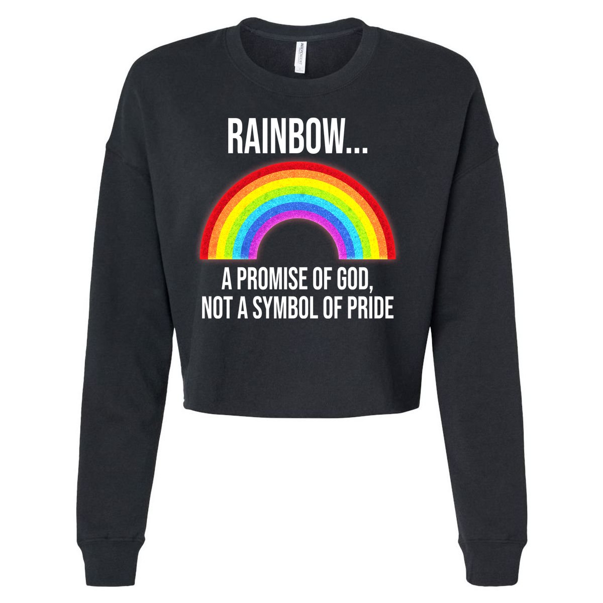 Rainbow A Promise Of God Not A Symbol Of Pride Cropped Pullover Crew