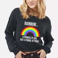 Rainbow A Promise Of God Not A Symbol Of Pride Cropped Pullover Crew