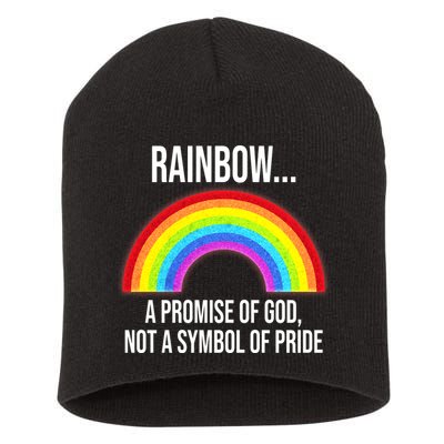 Rainbow A Promise Of God Not A Symbol Of Pride Short Acrylic Beanie