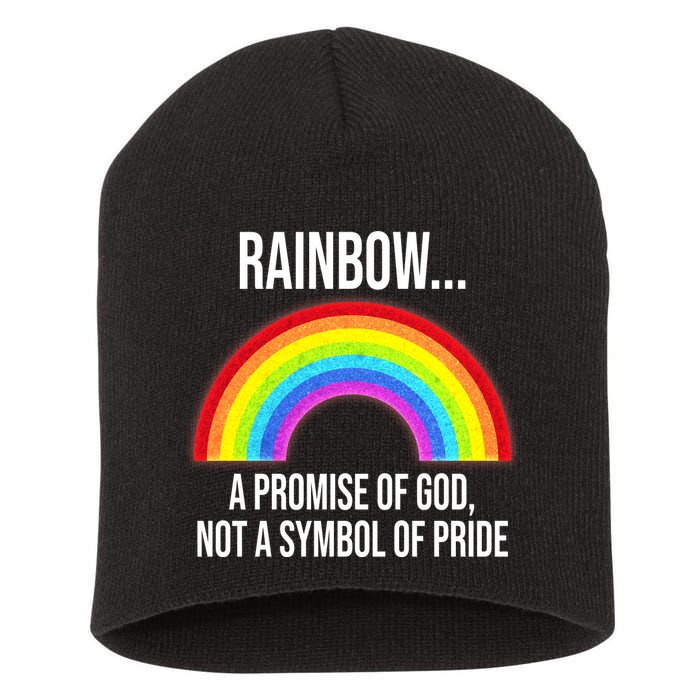 Rainbow A Promise Of God Not A Symbol Of Pride Short Acrylic Beanie