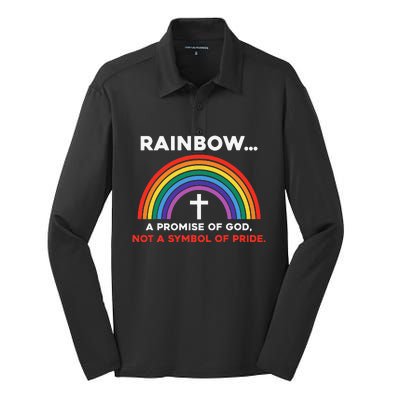 Rainbow A Promise Of God Not A Symbol Of Pride Silk Touch Performance Long Sleeve Polo