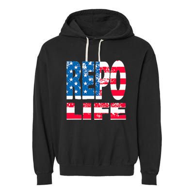 Repo Agent Patriotic Flag Repo Life Garment-Dyed Fleece Hoodie