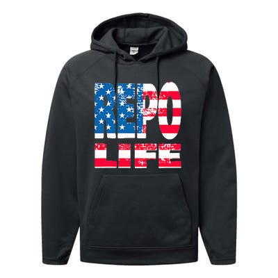 Repo Agent Patriotic Flag Repo Life Performance Fleece Hoodie