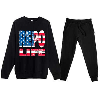 Repo Agent Patriotic Flag Repo Life Premium Crewneck Sweatsuit Set