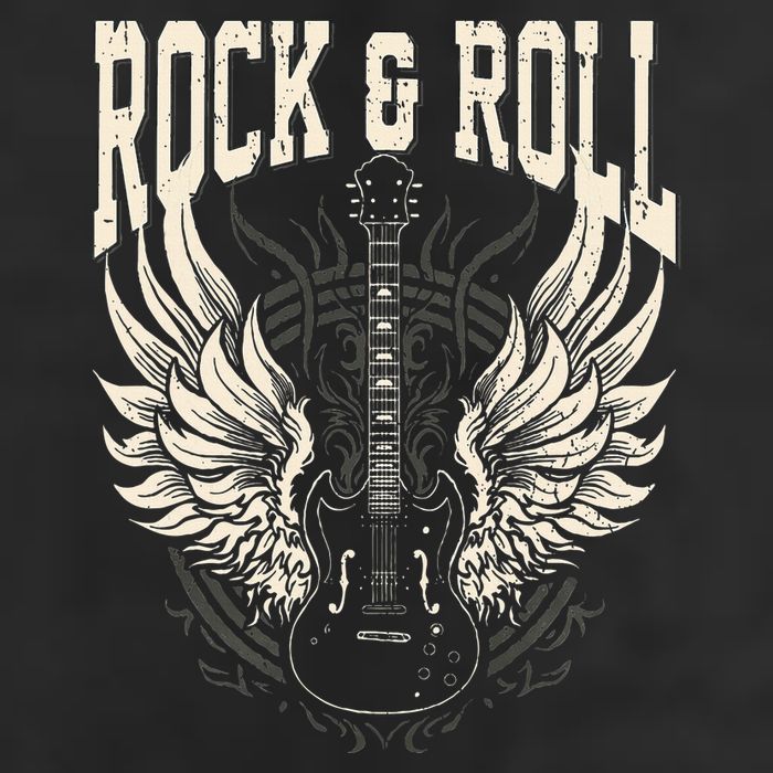 Rock And Roll Lover Gifts Cool Electric Guitar Concert Band 7 Panel Mesh Trucker Snapback Hat