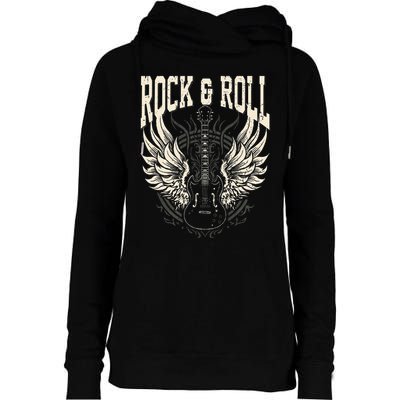 Rock And Roll Lover Gifts Cool Electric Guitar Concert Band Womens Funnel Neck Pullover Hood