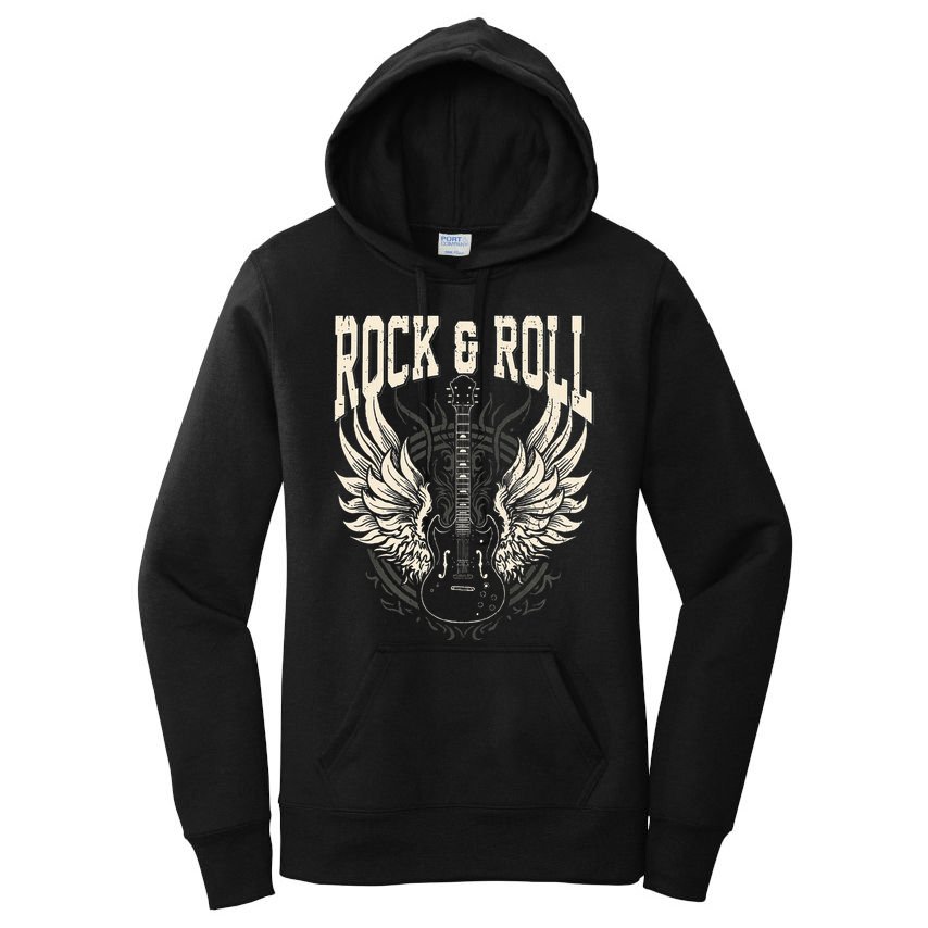 Rock And Roll Lover Gifts Cool Electric Guitar Concert Band Women's Pullover Hoodie