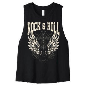 Rock And Roll Lover Gifts Cool Electric Guitar Concert Band Women's Racerback Cropped Tank