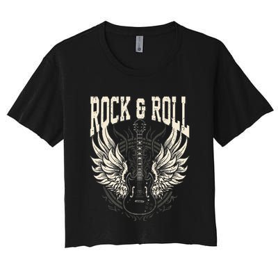 Rock And Roll Lover Gifts Cool Electric Guitar Concert Band Crop Top
