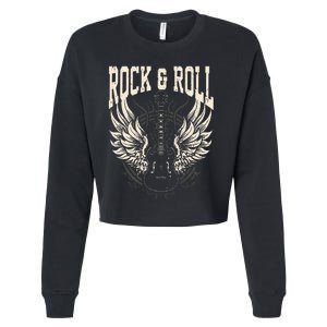 Rock And Roll Lover Gifts Cool Electric Guitar Concert Band Cropped Pullover Crew