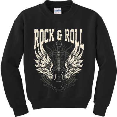 Rock And Roll Lover Gifts Cool Electric Guitar Concert Band Kids Sweatshirt