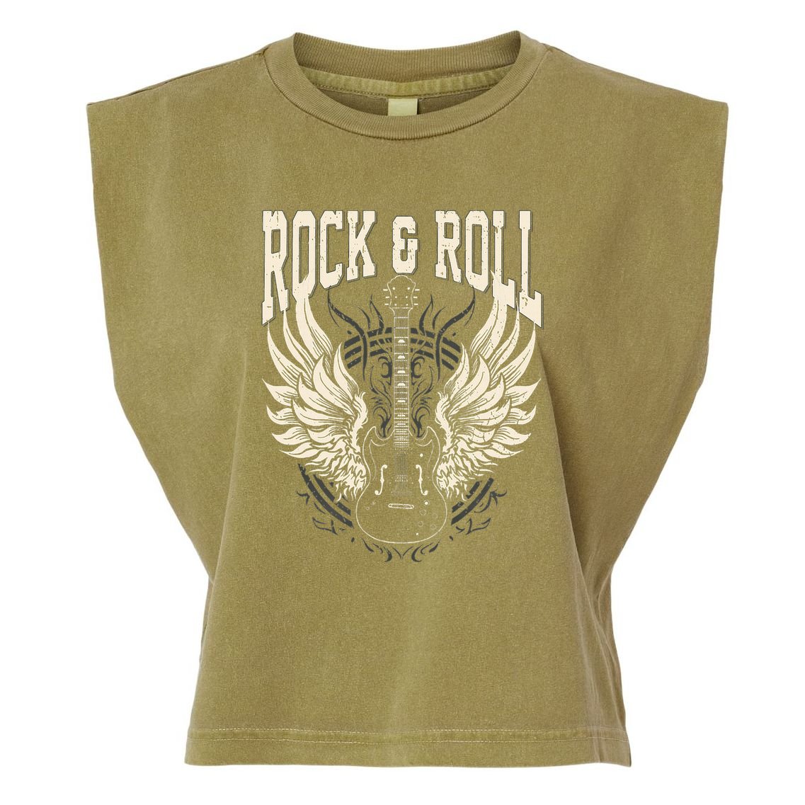 Rock And Roll Lover Gifts Cool Electric Guitar Concert Band Garment-Dyed Women's Muscle Tee