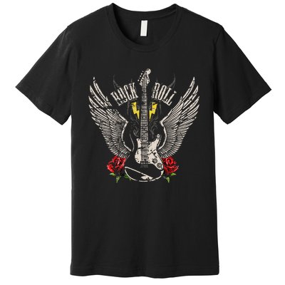 Rock And Roll Guitar Vintage Rock Music Premium T-Shirt