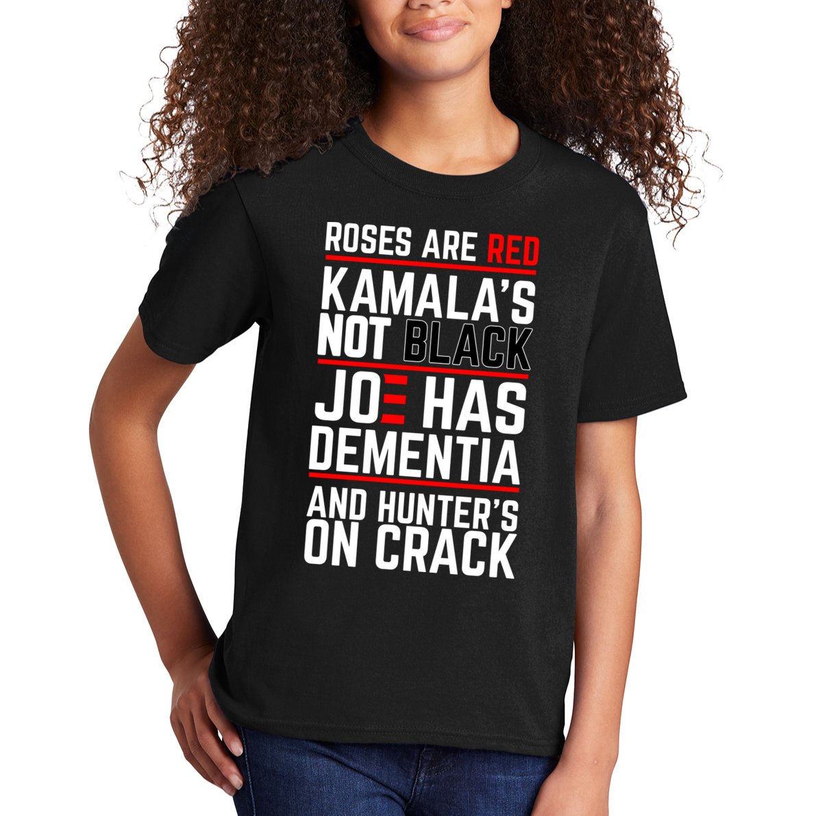 Roses Are Red KamalaS Not Black Joe Has Dementia And Hunters On Crack Kids T-Shirt