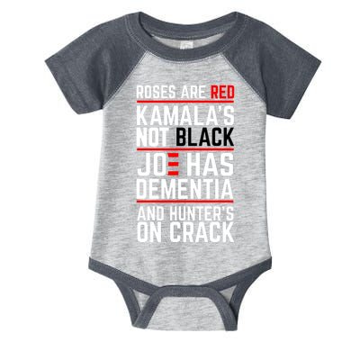 Roses Are Red KamalaS Not Black Joe Has Dementia And Hunters On Crack Infant Baby Jersey Bodysuit