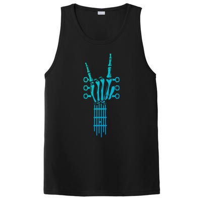 Rock And Roll Rock On Guitar Neck Cool Skeleton Hand Gift PosiCharge Competitor Tank