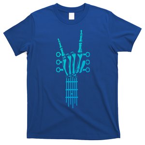 Rock And Roll Rock On Guitar Neck Cool Skeleton Hand Gift T-Shirt