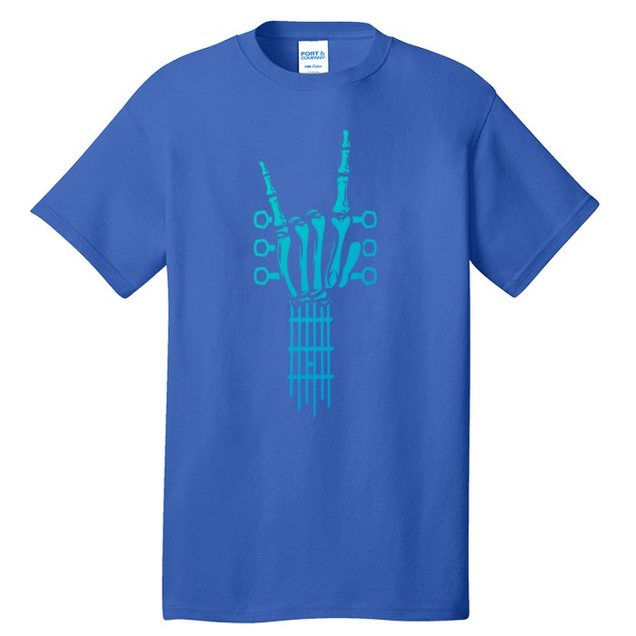 Rock And Roll Rock On Guitar Neck Cool Skeleton Hand Gift Tall T-Shirt