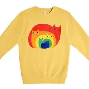 Rainbow Art Retro Cats Premium Crewneck Sweatshirt