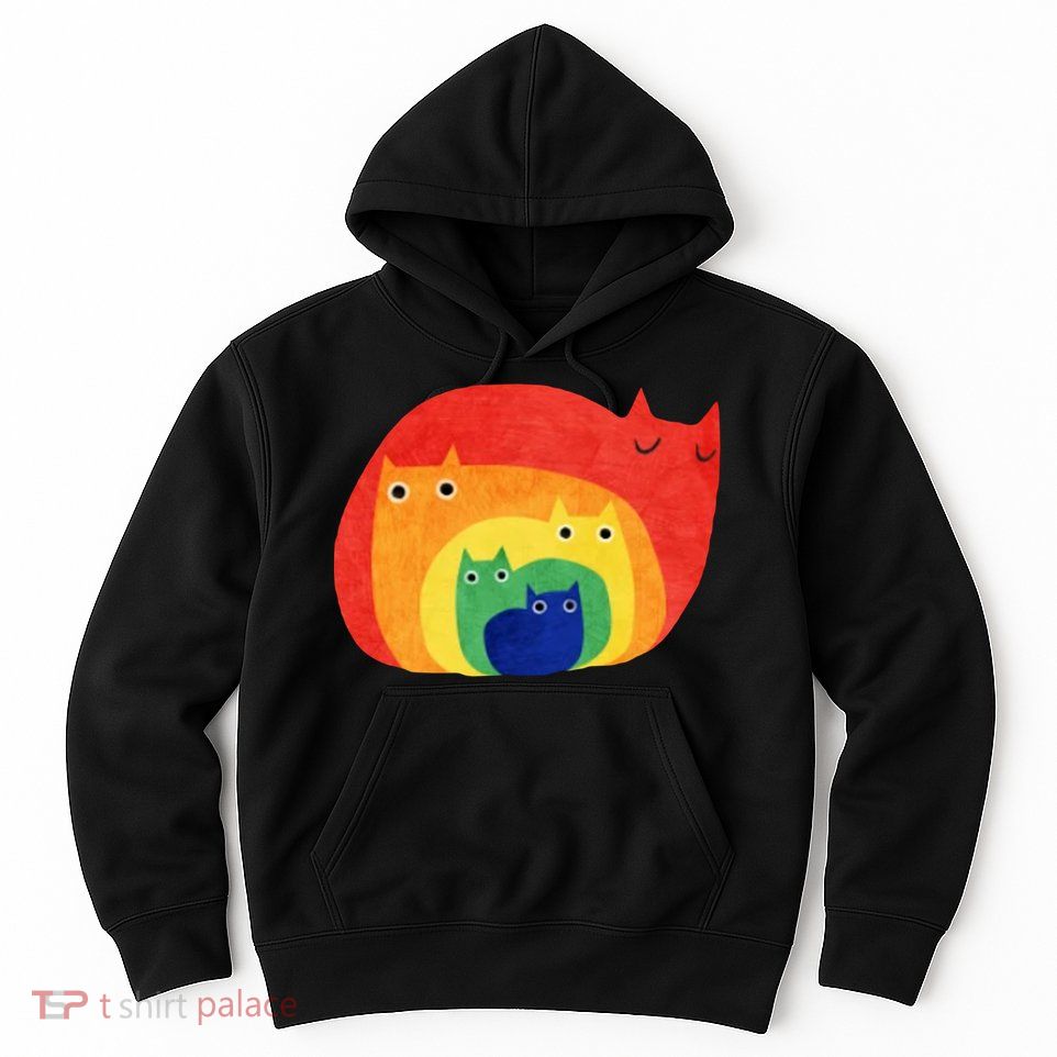 Rainbow Art Retro Cats Hoodie